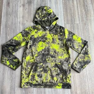 Under Armour Hoodie Boys Youth XL Yellow Green Neon Camouflage Pullover YXL